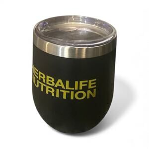 Herbalife 10 oz Tea Tumbler Black Stainless Steel With Lid Drink water Wine
